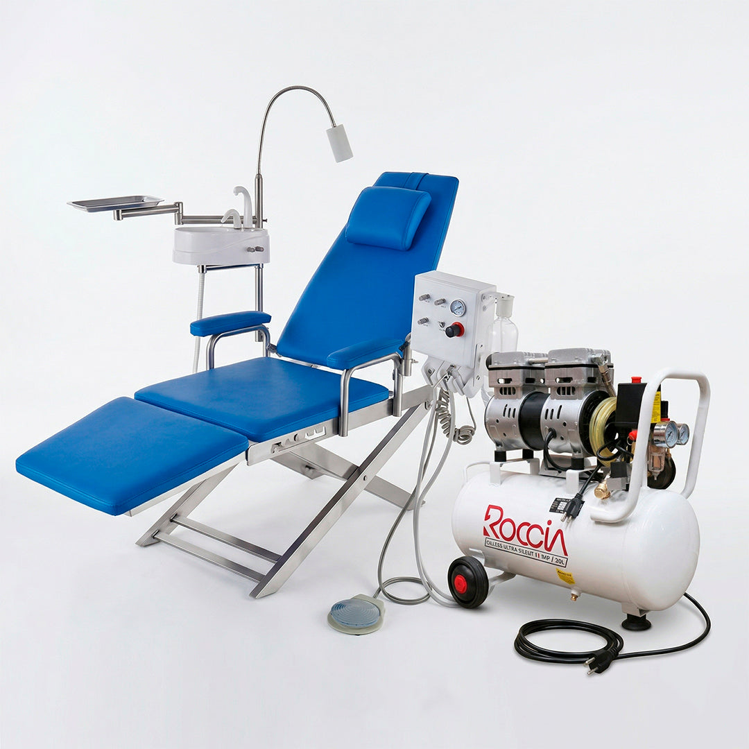 Unidad Silla Dental Portatil RYCURE + Compresor 1hp Roccia