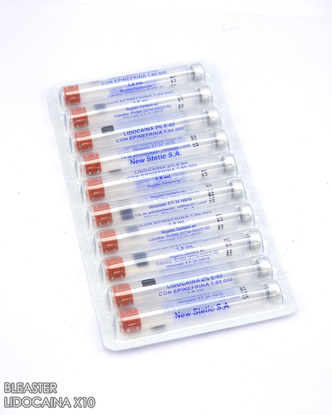 Anestesia Inyectable Lidocaina 2% New Stetic Bleaster x10