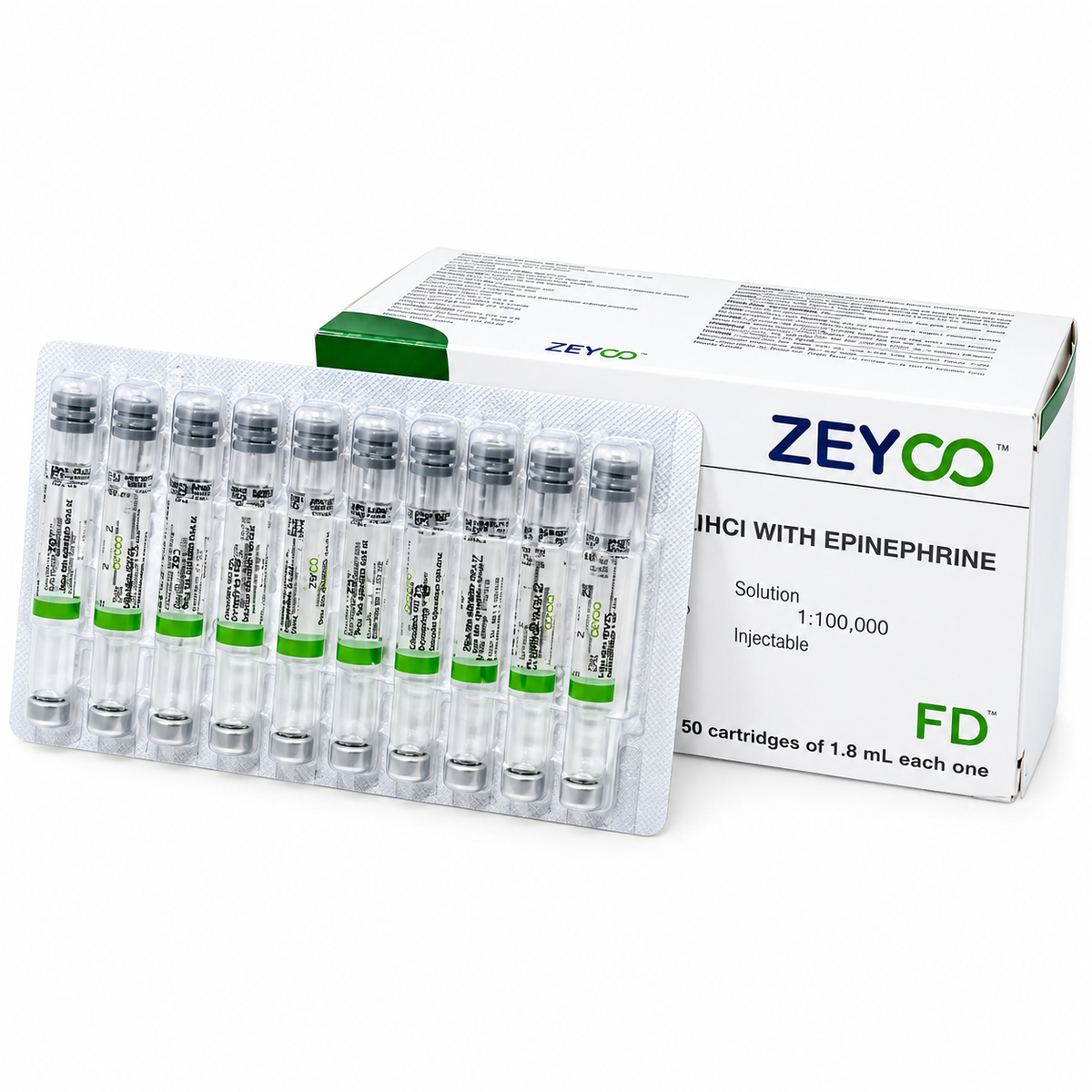 Anestesia Inyectable Lidocaina 2% ZEICO Caja x 50