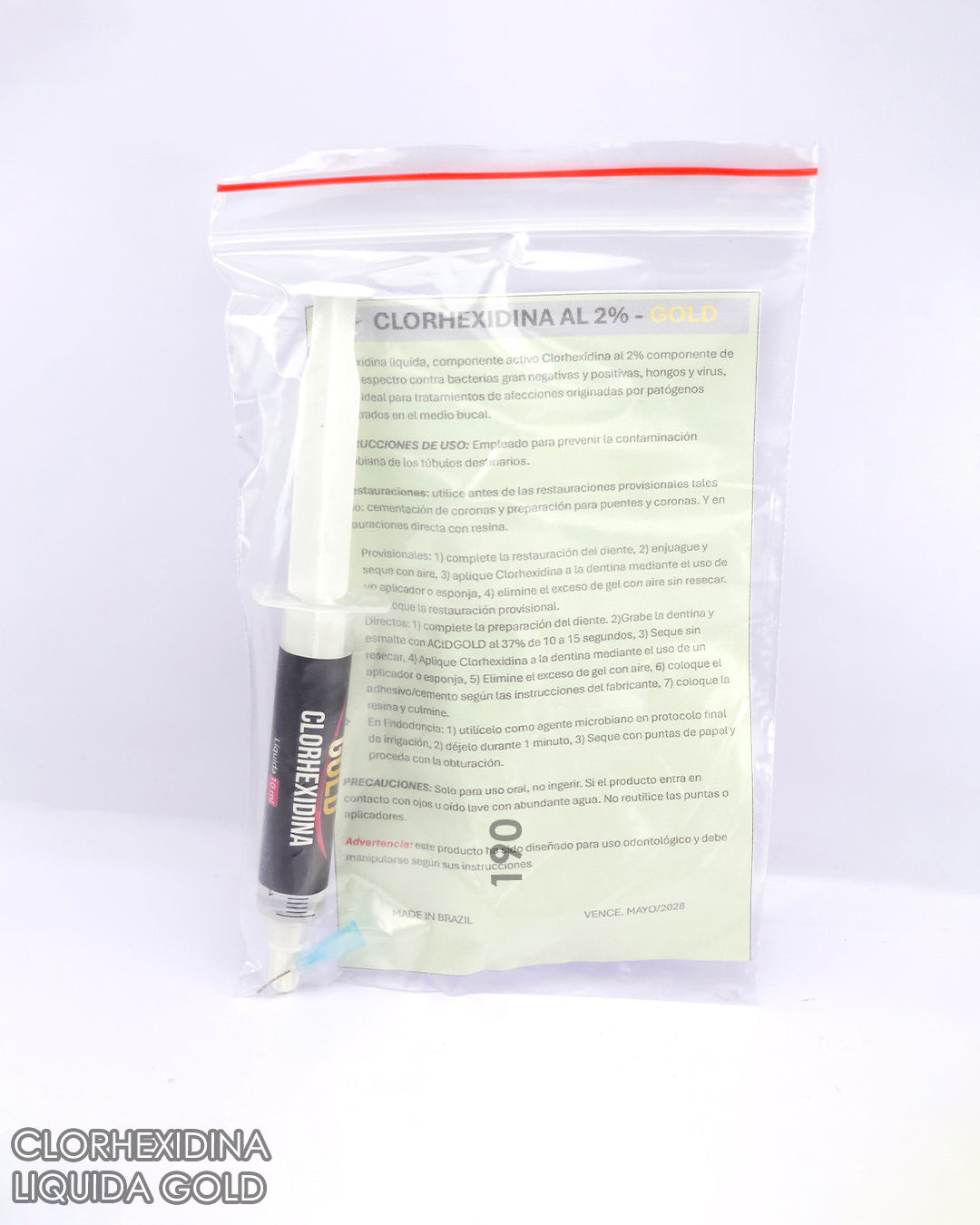 Clorhexidina en Liquida Gold jeringa  al 2%