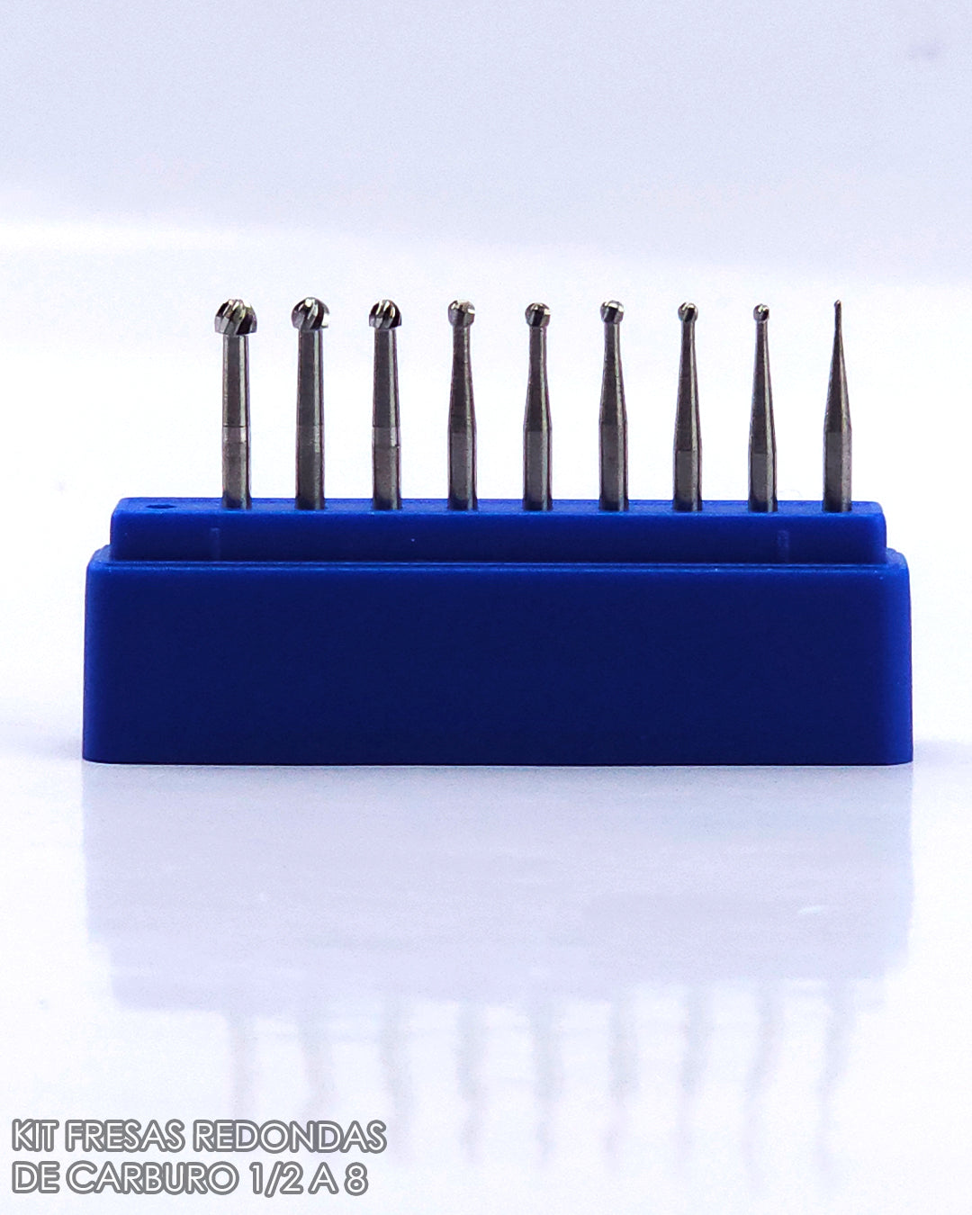 Kit de Fresas de Carburo Redonda desde #1/2 hasta #8 (9 pcs)