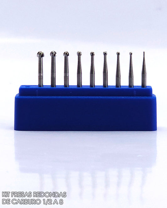 Kit de Fresas de Carburo Redonda desde #1/2 hasta #8 (9 pcs)